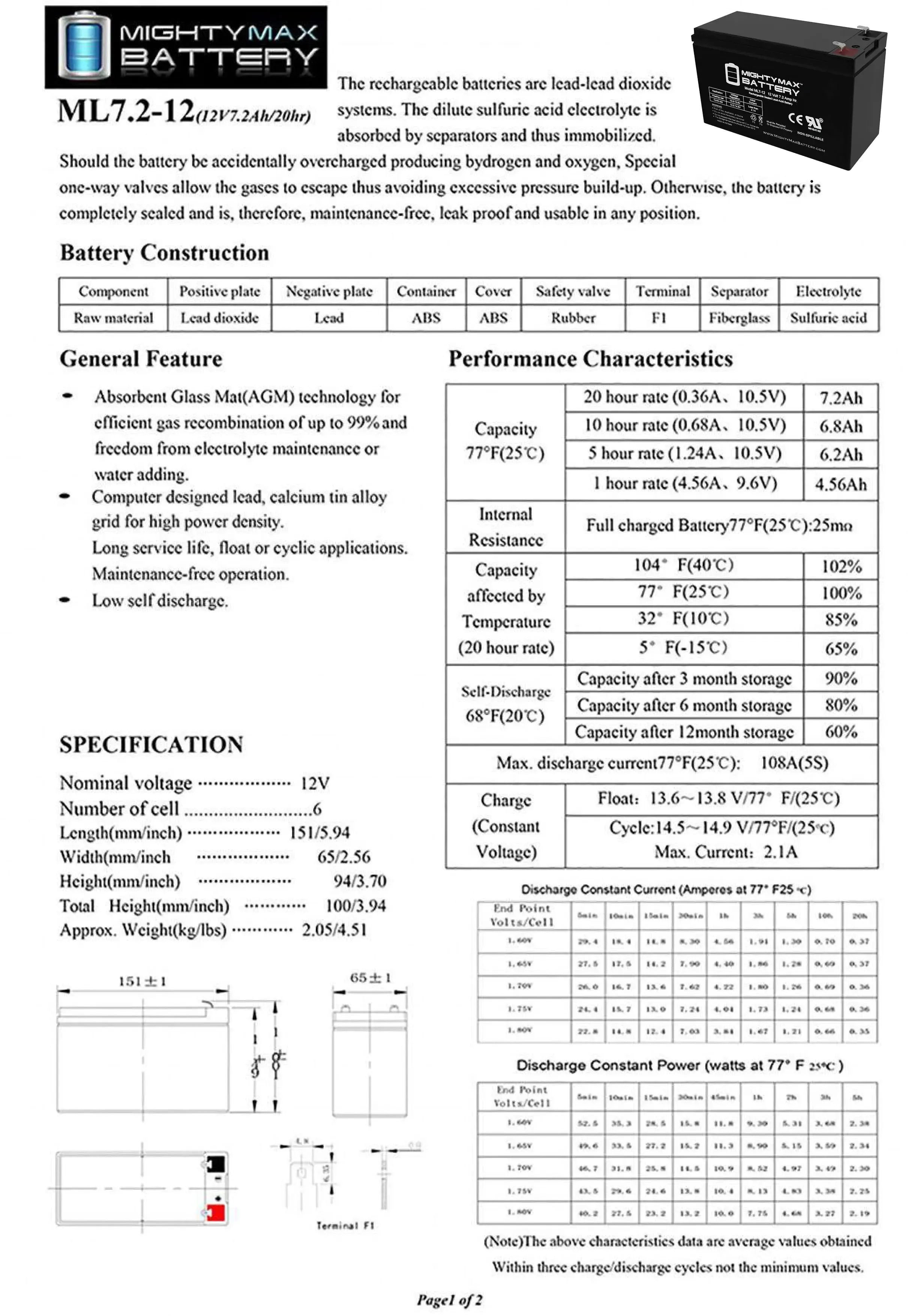 12V 7.2AH SLA Replacement Battery for Rastar Ferrari Ride on