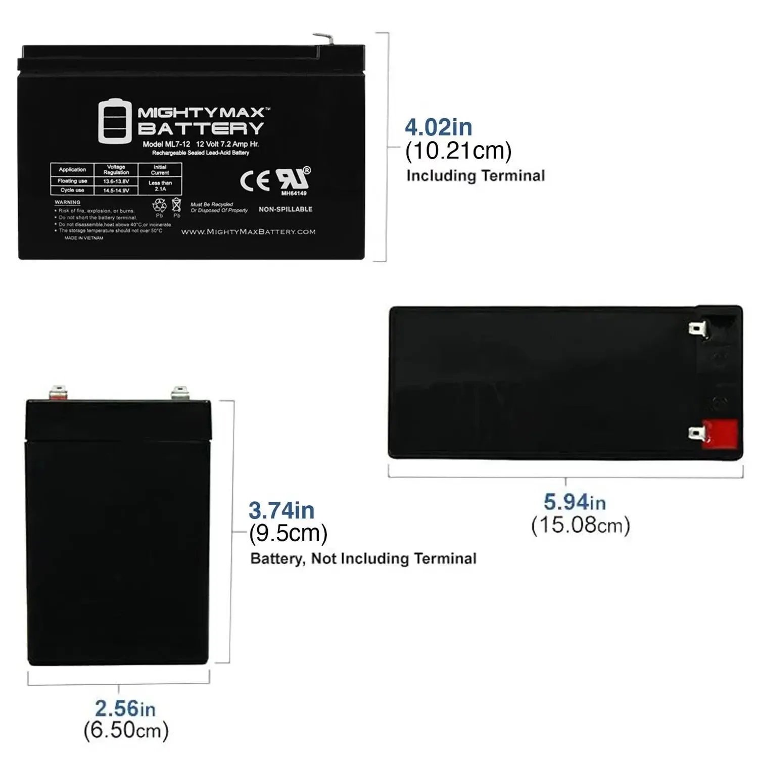 12V 7.2AH SLA Replacement Battery for Rastar Ferrari Ride on