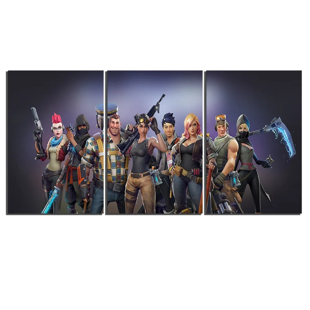 3 PIECE  FORTNIGHT BATTLE ROYALE GAME POSTER