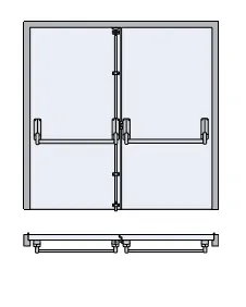 40TC00850. BRITON 377.R.SE Push Bar Panic Exit for Double Drs, Silver