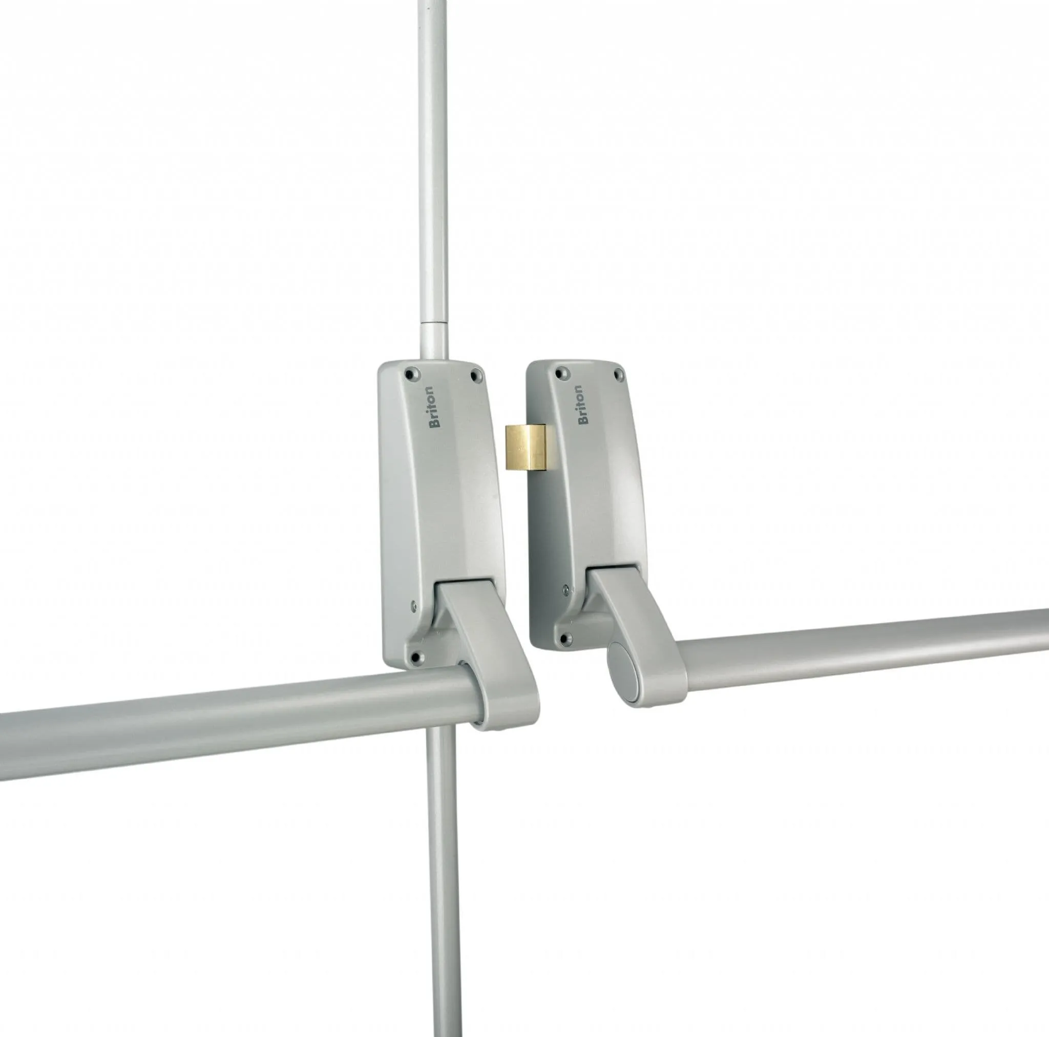40TC00850. BRITON 377.R.SE Push Bar Panic Exit for Double Drs, Silver