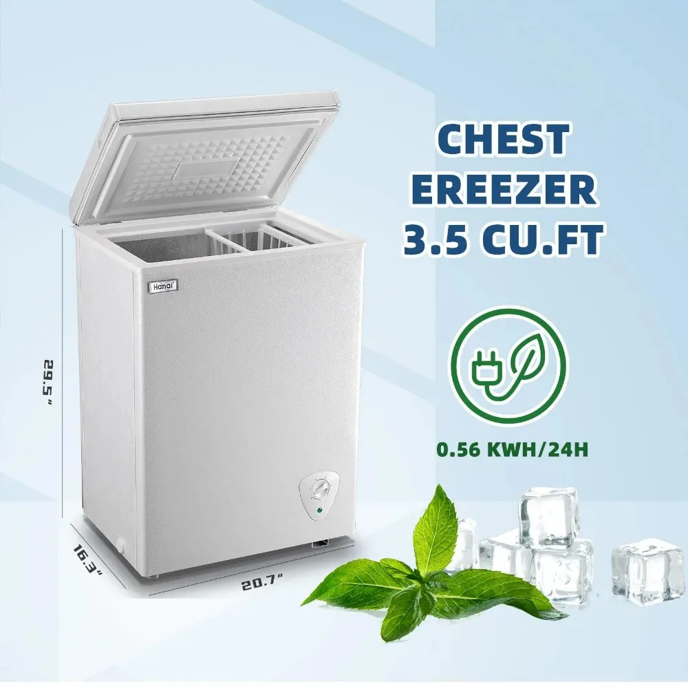 5.0 Cu.Ft Chest Freezer, Small Deep Freezer Black Top Door, Mini Freezer with Removable Basket and 7 Adjustable Temperature