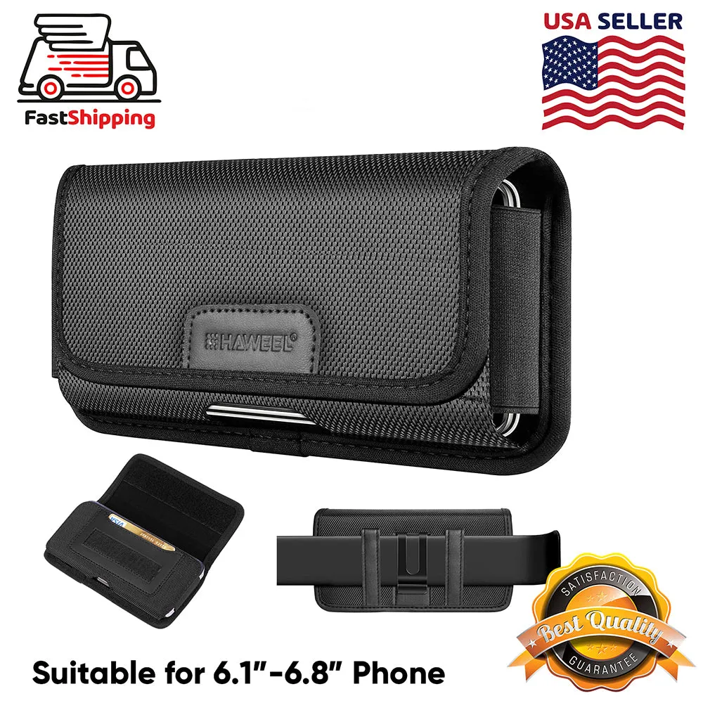 AMZER HAWEEL Series Nylon Horizontal Carrying Pouch with Belt Clip and Card Slot