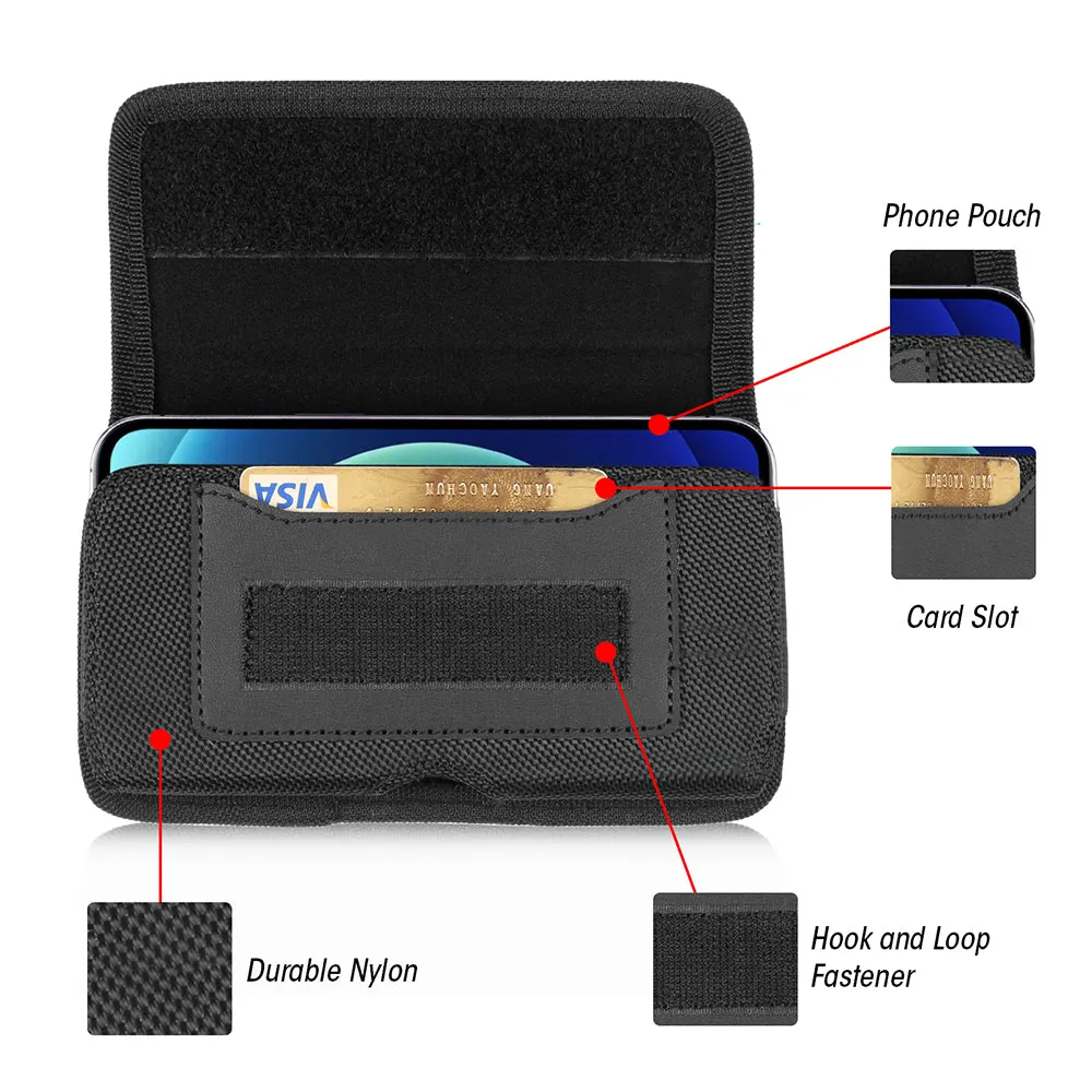 AMZER HAWEEL Series Nylon Horizontal Carrying Pouch with Belt Clip and Card Slot