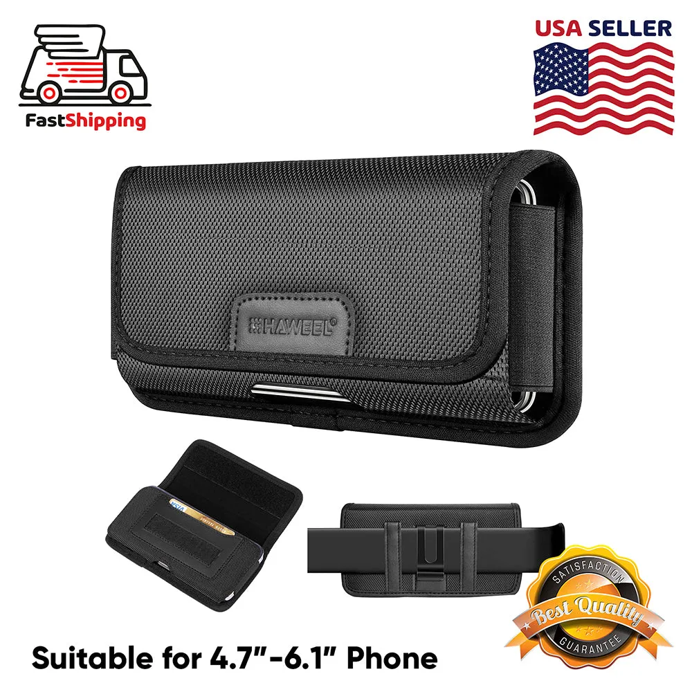 AMZER HAWEEL Series Nylon Horizontal Carrying Pouch with Belt Clip and Card Slot
