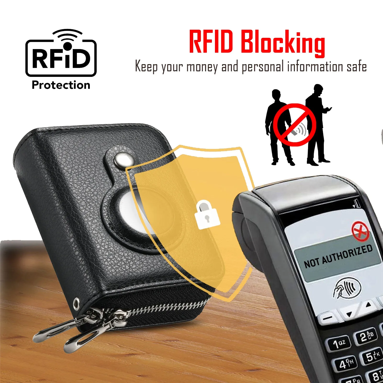 AMZER Zipper RFID Wallet Case for Use With AirTag