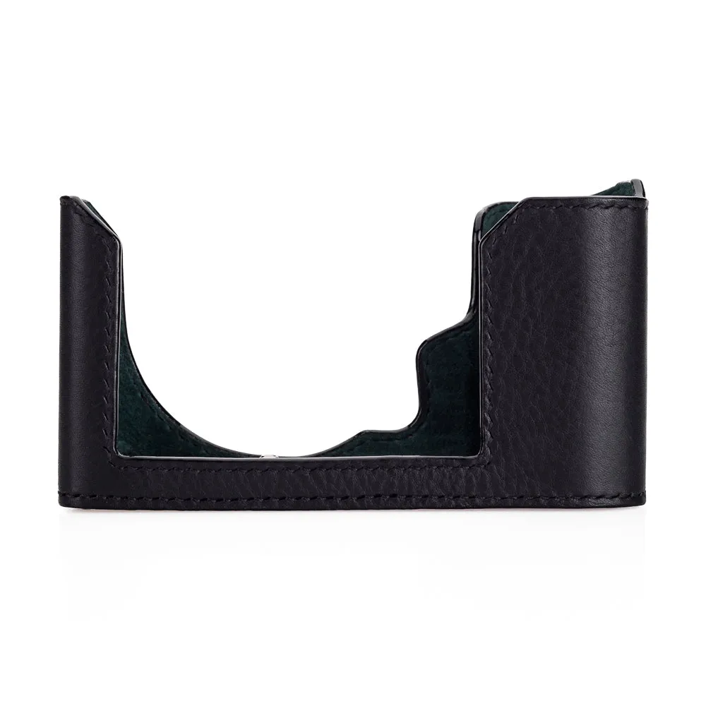 Arte di Mano Half Case for Leica SL2 with Battery Access Door, Covered Style - Black with Black Stitching