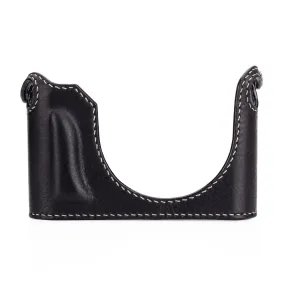 Arte di Mano Leica Q3 Half Case (Type 2-TR, Snap Secured, Tripod Mount) - Rally Black with White Stitching