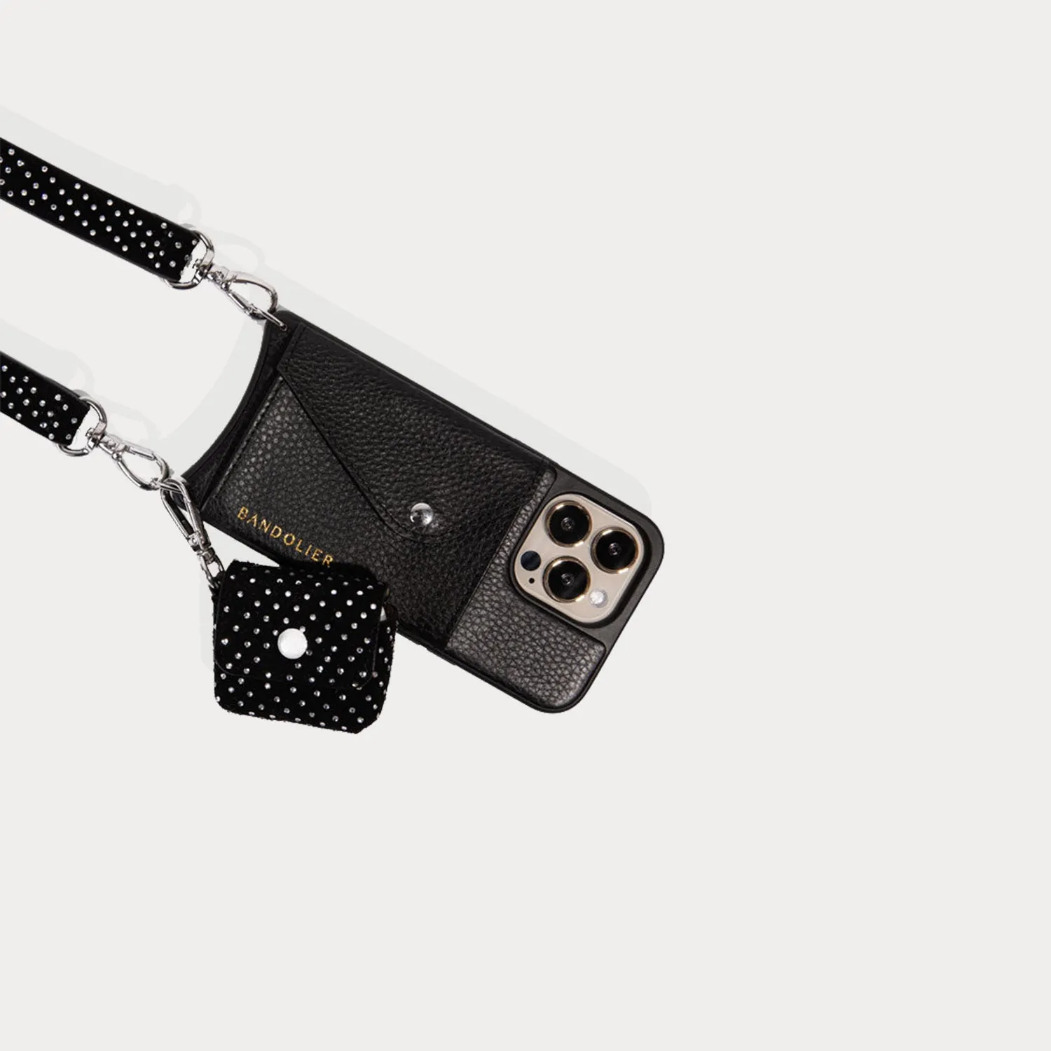 Avery Rhinestone AirPods Clip-On Pouch - Black/Silver