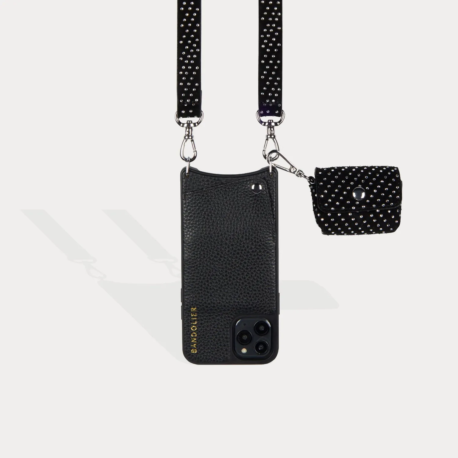 Avery Rhinestone AirPods Clip-On Pouch - Black/Silver