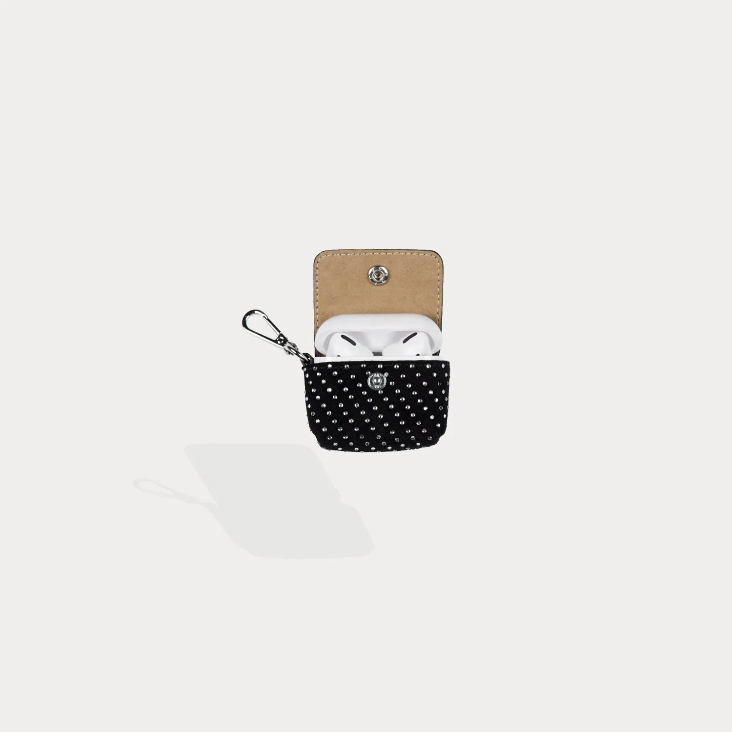 Avery Rhinestone AirPods Clip-On Pouch - Black/Silver