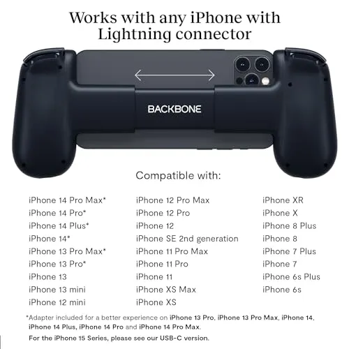 BACKBONE One Mobile Gaming Controller for iPhone (Lightning) - Turn Your iPhone into a Gaming Console - Play Xbox, PlayStation, Call of Duty, Fortnite, Roblox, Minecraft, Genshin Impact & More
