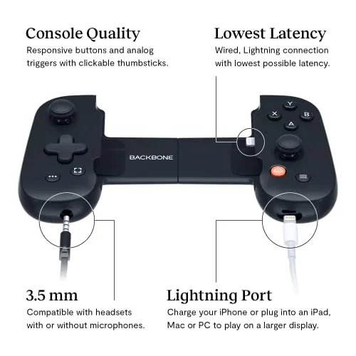 BACKBONE One Mobile Gaming Controller for iPhone (Lightning) - Turn Your iPhone into a Gaming Console - Play Xbox, PlayStation, Call of Duty, Fortnite, Roblox, Minecraft, Genshin Impact & More