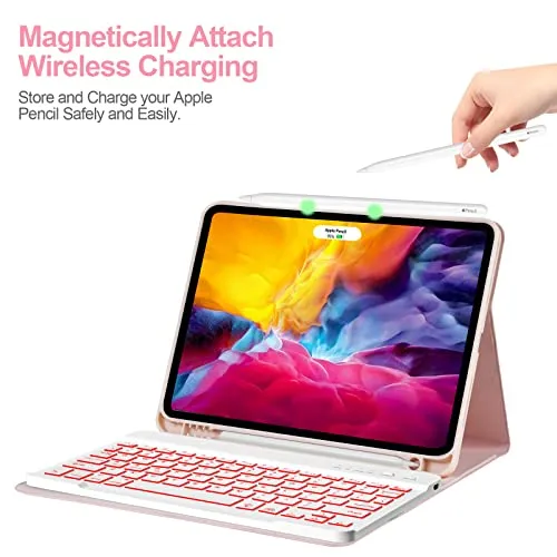 besky Keyboard Case for iPad Pro 11 inch (4th, 3th Generation) & Air Series Products (Air 6th, 5th, 4th Generation), with Wireless Detachable Backlit Keyboard and Case - Pencil Holder