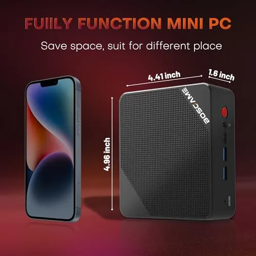 BOSGAME P4 Dual 2.5 GbE LAN Gaming Mini PC Ryzen 7 5700U 16GB RAM 512GB SSD Winodws 11 Pro Mini Computers, Triple 4K Displays (HDMI DP Type-C), Support PS3 Emulator Micro PC, WiFi 6E, BT5.2