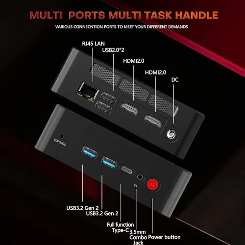 BOSGAME P4 Dual 2.5 GbE LAN Gaming Mini PC Ryzen 7 5700U 16GB RAM 512GB SSD Winodws 11 Pro Mini Computers, Triple 4K Displays (HDMI DP Type-C), Support PS3 Emulator Micro PC, WiFi 6E, BT5.2