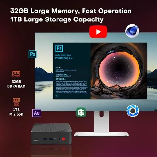 BOSGAME P4 Dual 2.5 GbE LAN Gaming Mini PC Ryzen 7 5700U 16GB RAM 512GB SSD Winodws 11 Pro Mini Computers, Triple 4K Displays (HDMI DP Type-C), Support PS3 Emulator Micro PC, WiFi 6E, BT5.2