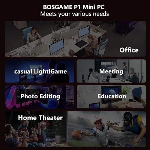 BOSGAME P4 Dual 2.5 GbE LAN Gaming Mini PC Ryzen 7 5700U 16GB RAM 512GB SSD Winodws 11 Pro Mini Computers, Triple 4K Displays (HDMI DP Type-C), Support PS3 Emulator Micro PC, WiFi 6E, BT5.2