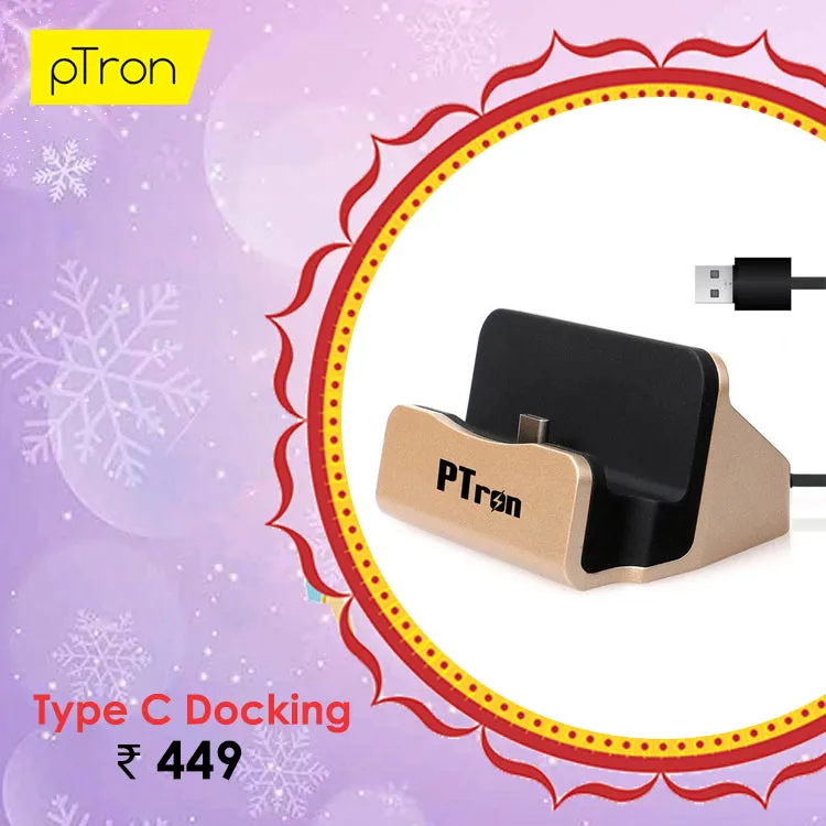 Buy PTron Flux In-Ear Stereo Headphones, Get PTron Cradle USB Type-C Docking Station Charger Free