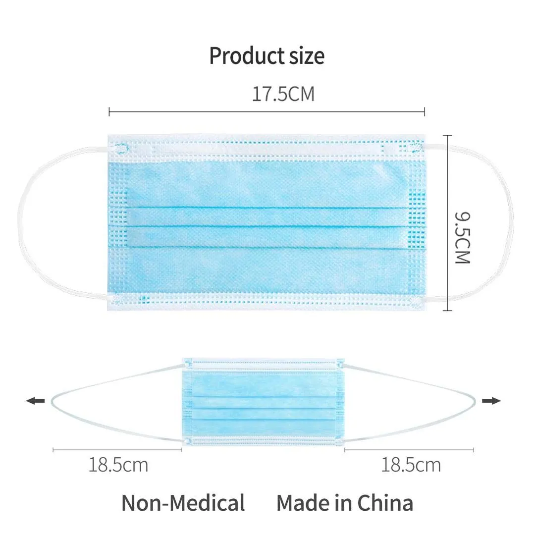CHEERS DEVICES Disposable Face Mask 3 Ply Breathable Elastic Ear Loop Adult Size