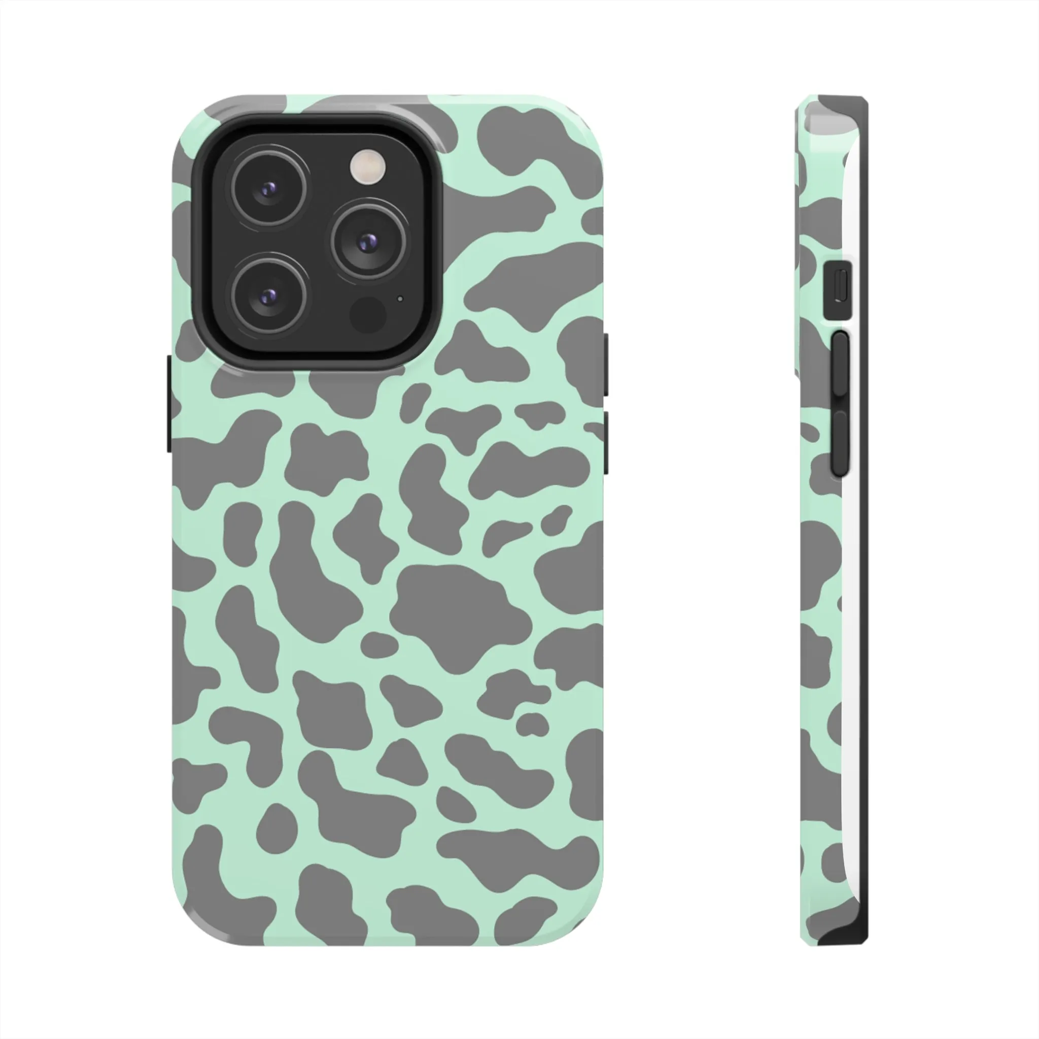 Chic Mint and Grey Animal Print Cell Phone Cover: Stylish Device Protection