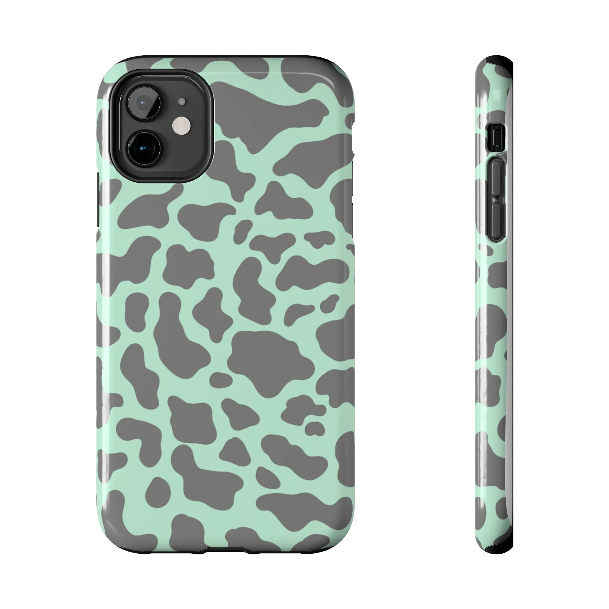 Chic Mint and Grey Animal Print Cell Phone Cover: Stylish Device Protection
