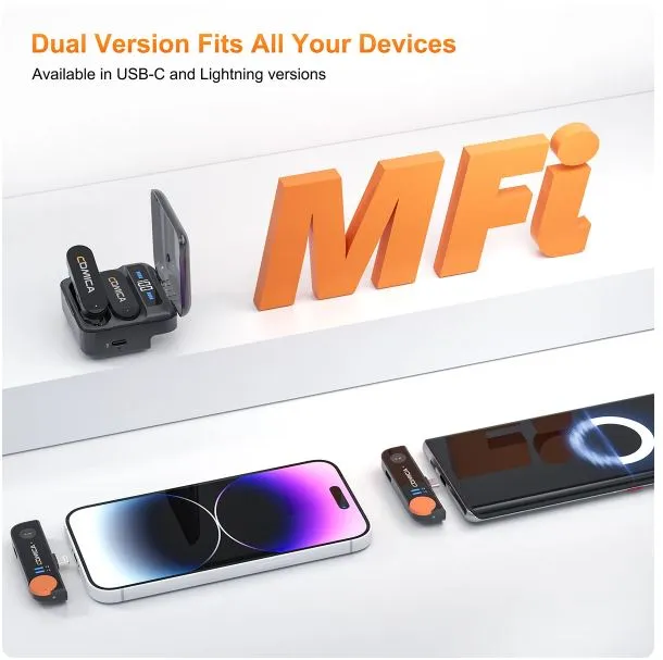 Comica Vimo S 2.4G Wireless Lapel Microphone With Charging Box. From Home Office to the Outdoors, this is a must-have for any video enthsiast or future online Influencer !