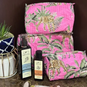 Cotton Quilted Kit | Giraffe Printed | Pink | Set of 3