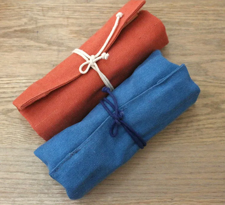 Cotton Roll-Up Pencil Case