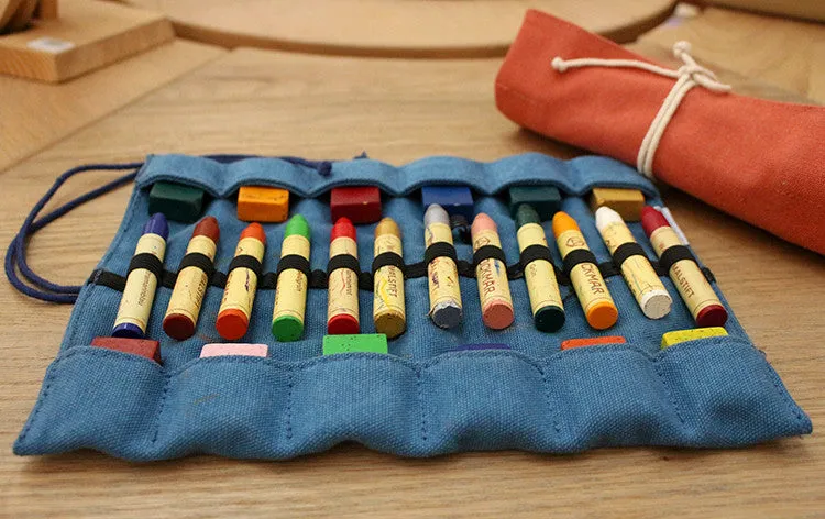 Cotton Roll-Up Pencil Case