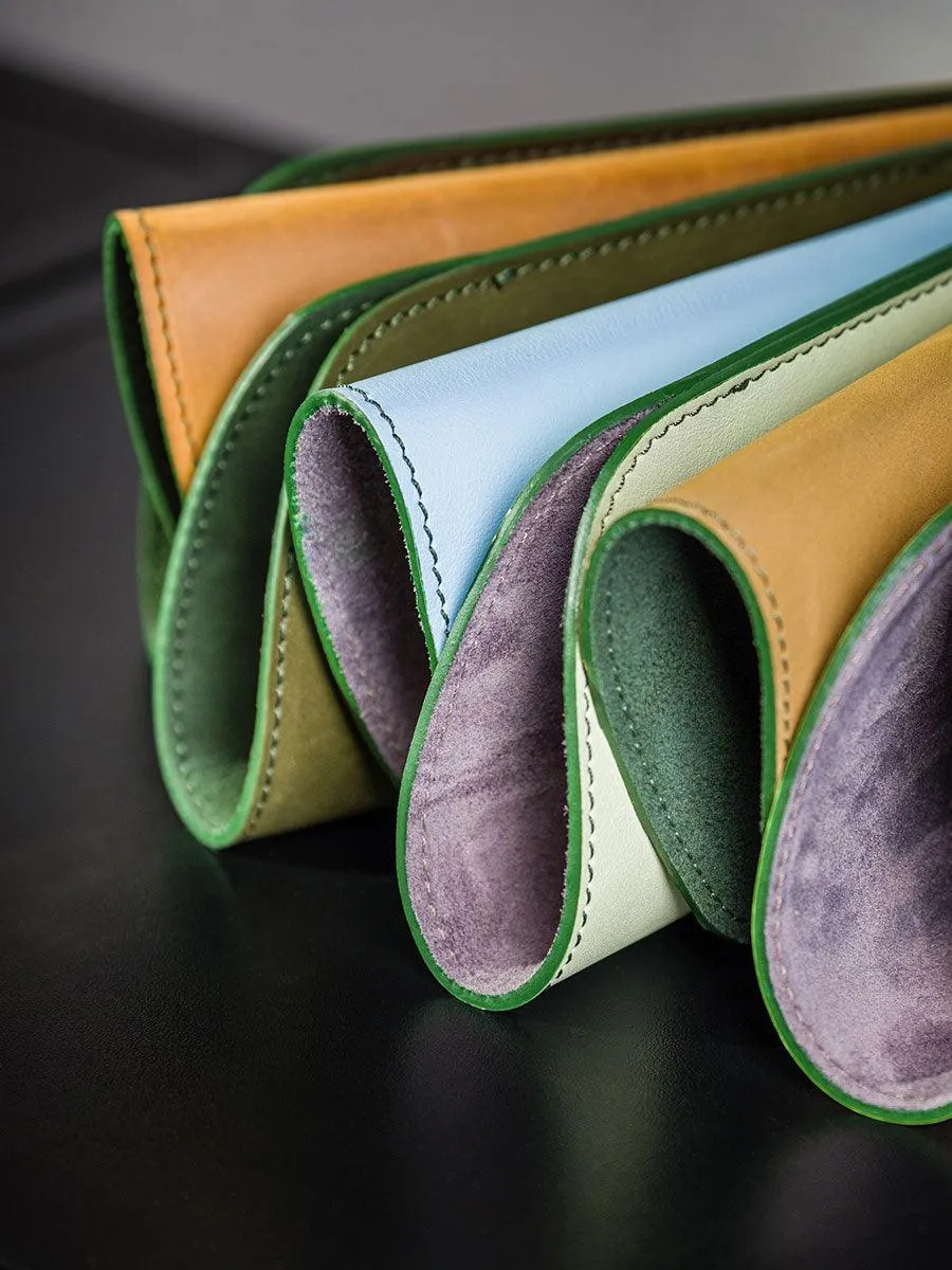 Dark Monstera Green pocket leather glasses case