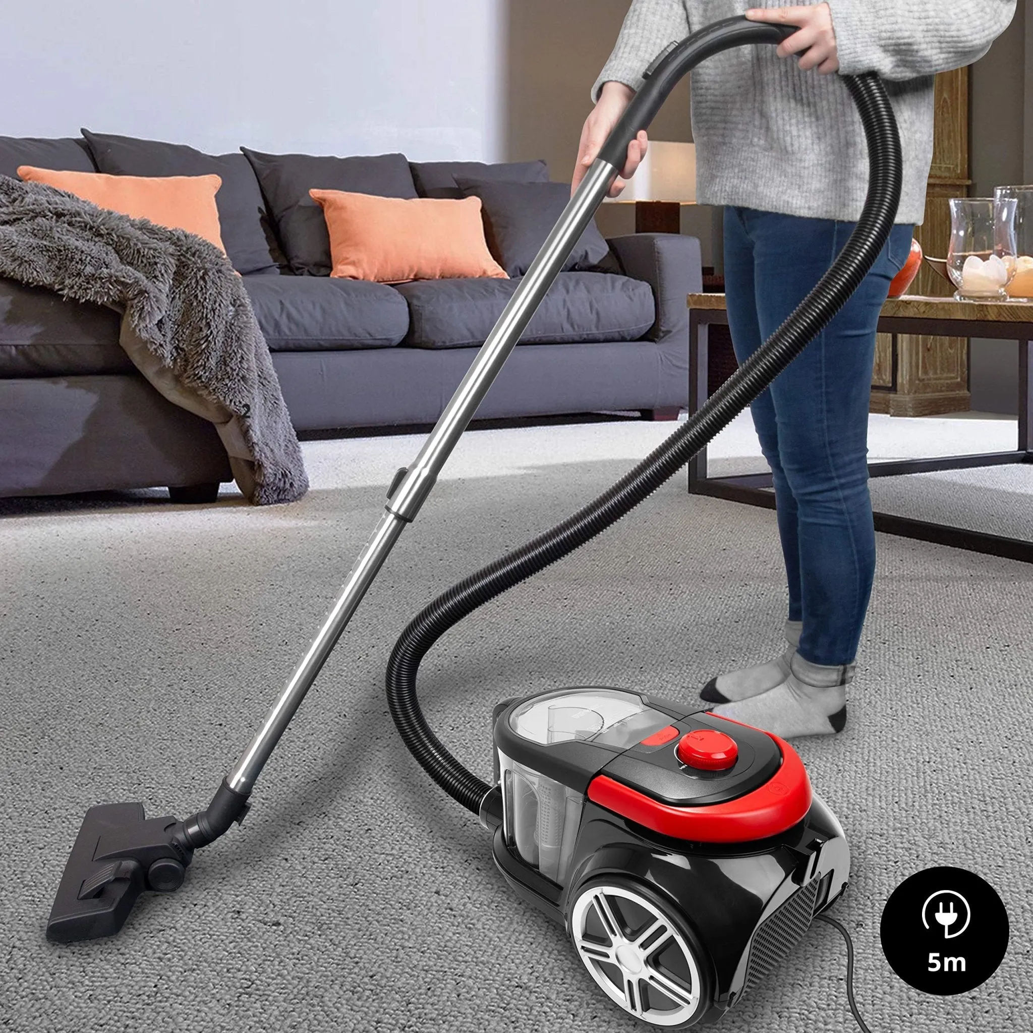 Duronic Bagless Cylinder Vacuum Cleaner VC7020 | Cyclonic Pet Carpet and Hard Floor Cleaner | 700W | Washable HEPA Filter | Extendable Hose | Turbo Brush & 2-in-1 Tool Included [Energy Class A ]