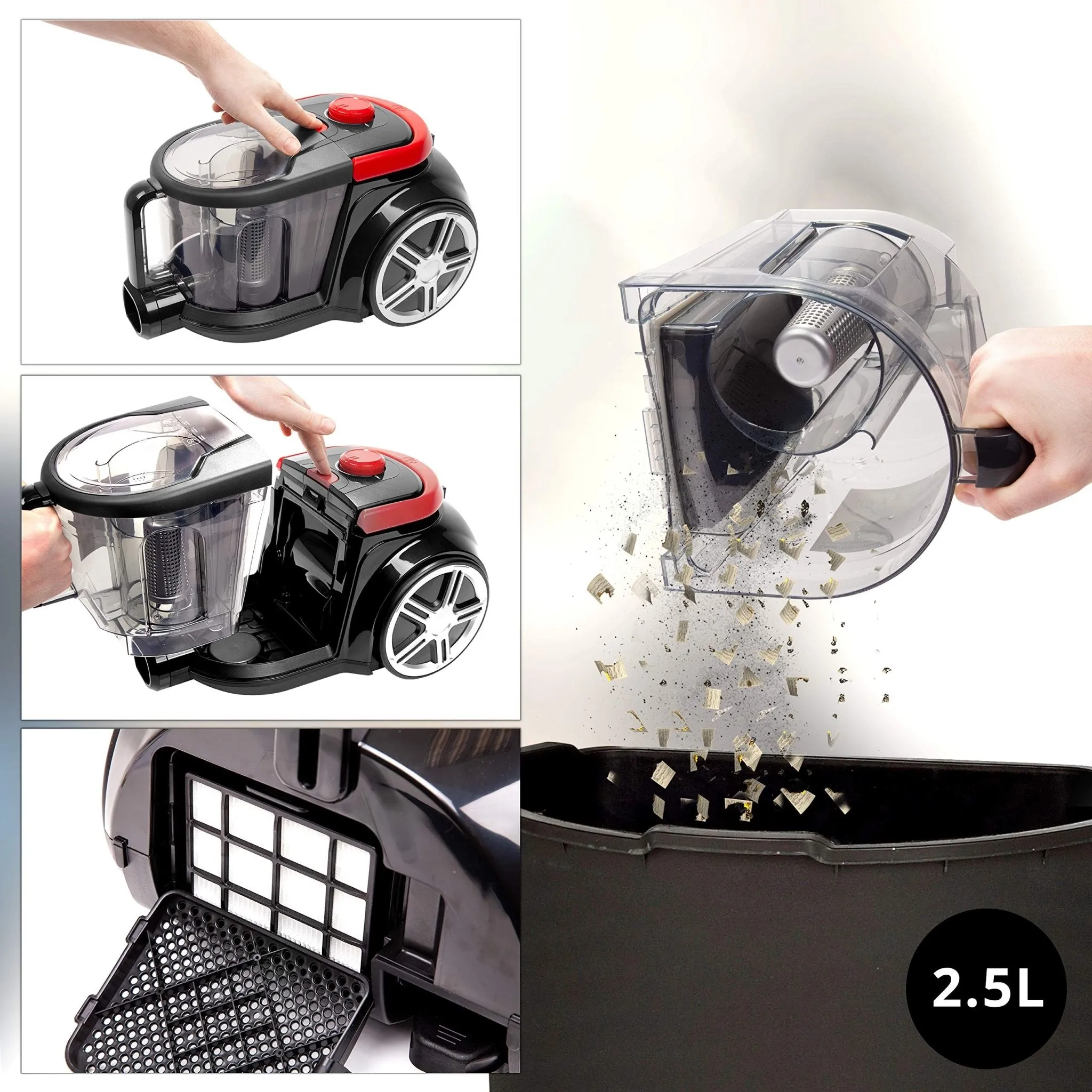 Duronic Bagless Cylinder Vacuum Cleaner VC7020 | Cyclonic Pet Carpet and Hard Floor Cleaner | 700W | Washable HEPA Filter | Extendable Hose | Turbo Brush & 2-in-1 Tool Included [Energy Class A ]
