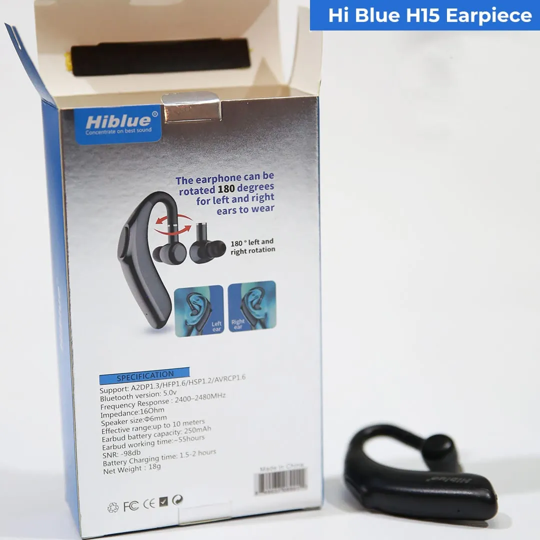 Earbud HiBlue H15 Single Bluetooth Earphone Overear Long Battery Life upto 55 Hrs