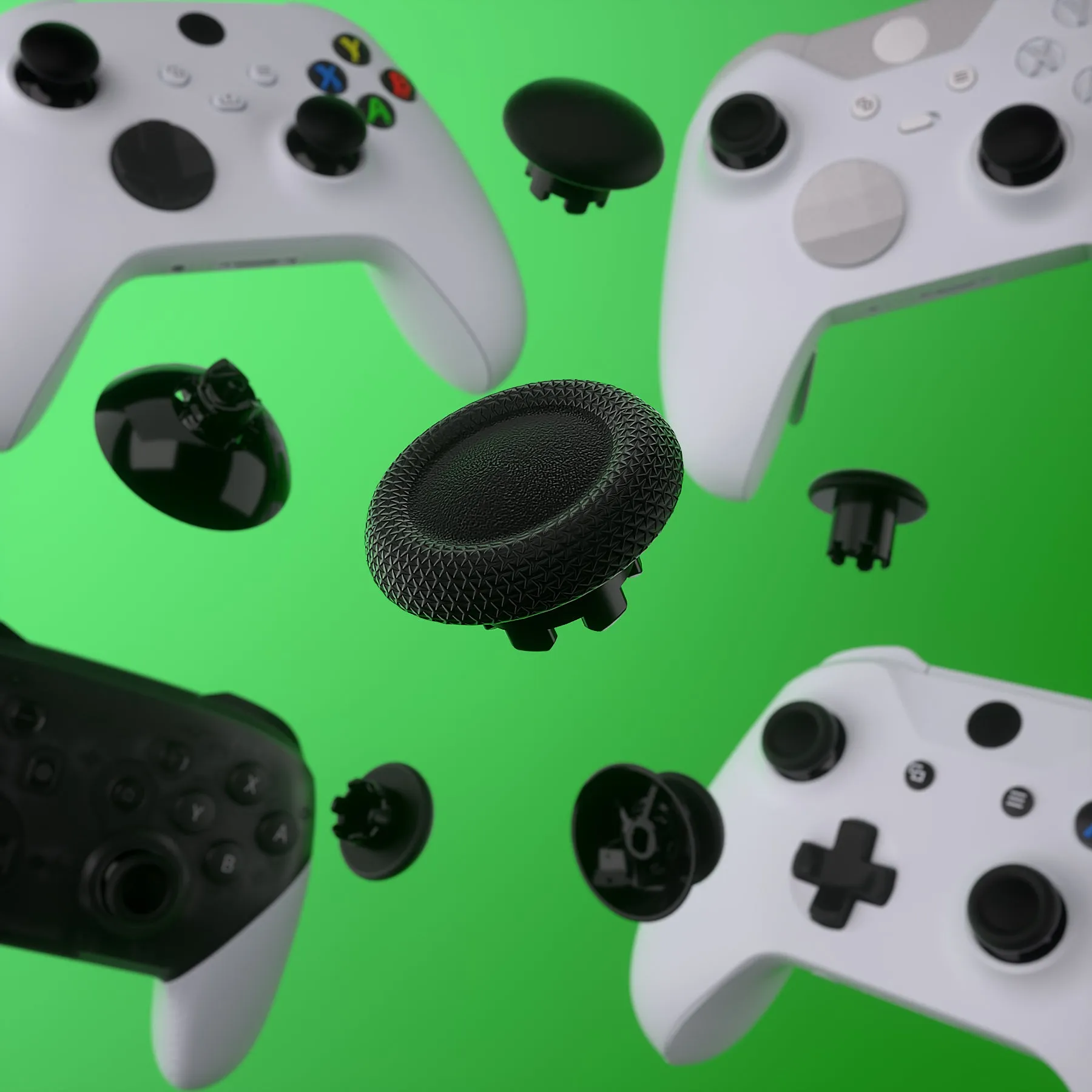 eXtremeRate EDGE Sticks Interchangeable Thumbsticks for Xbox Core Controller, Black Swappable Analog Stick Joystick for Xbox One S/X, Xbox Elite V1 Controller, for Nintendo Switch Pro Controller - AGLX3M001