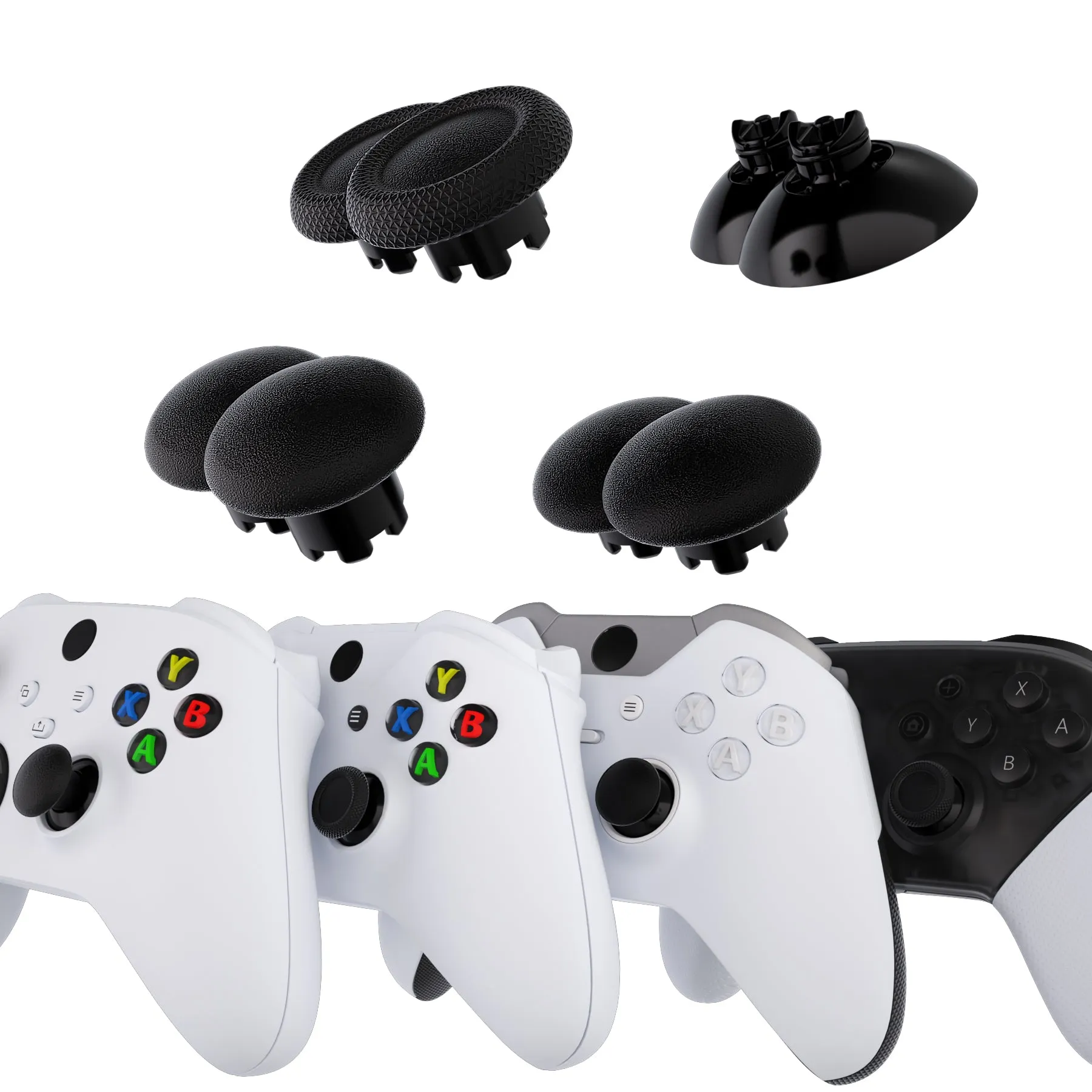 eXtremeRate EDGE Sticks Interchangeable Thumbsticks for Xbox Core Controller, Black Swappable Analog Stick Joystick for Xbox One S/X, Xbox Elite V1 Controller, for Nintendo Switch Pro Controller - AGLX3M001