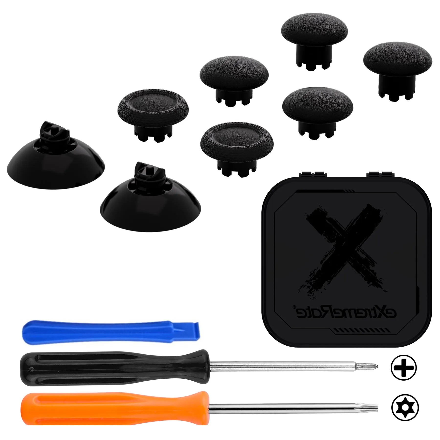 eXtremeRate EDGE Sticks Interchangeable Thumbsticks for Xbox Core Controller, Black Swappable Analog Stick Joystick for Xbox One S/X, Xbox Elite V1 Controller, for Nintendo Switch Pro Controller - AGLX3M001