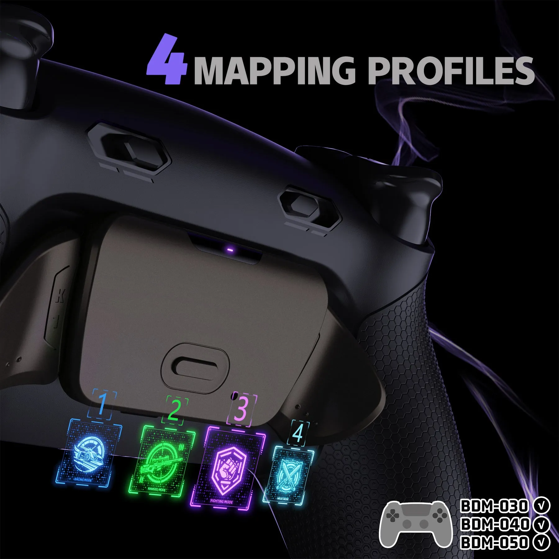 eXtremeRate Real Metal Buttons (RMB) Version RISE Plus MAX Back Paddles Kit with Clicky Trigger Stops & Rubberized Grip for PS5 Controller BDM-030/040/050 - Black