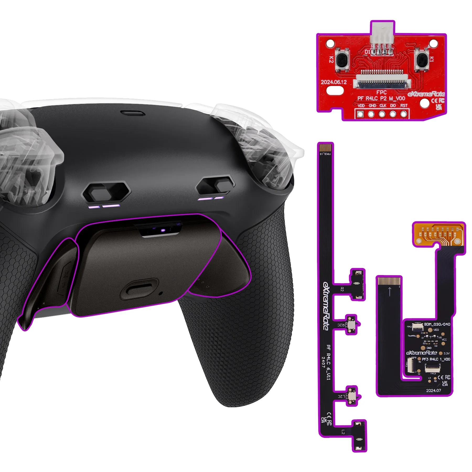 eXtremeRate Real Metal Buttons (RMB) Version RISE Plus MAX Back Paddles Kit with Clicky Trigger Stops & Rubberized Grip for PS5 Controller BDM-030/040/050 - Black