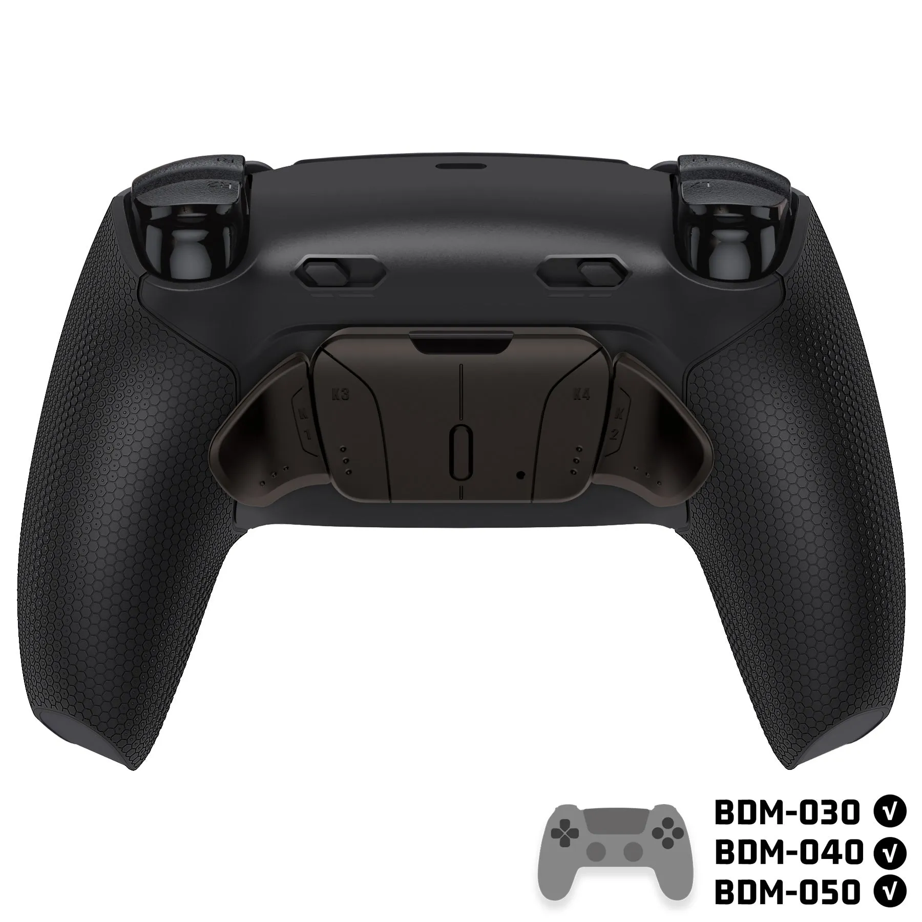eXtremeRate Real Metal Buttons (RMB) Version RISE4 Plus MAX Back Paddles Kit with Clicky Trigger Stops & Rubberized Grip for PS5 Controller BDM-030/040/050 - Black - HKCPFJ001M2