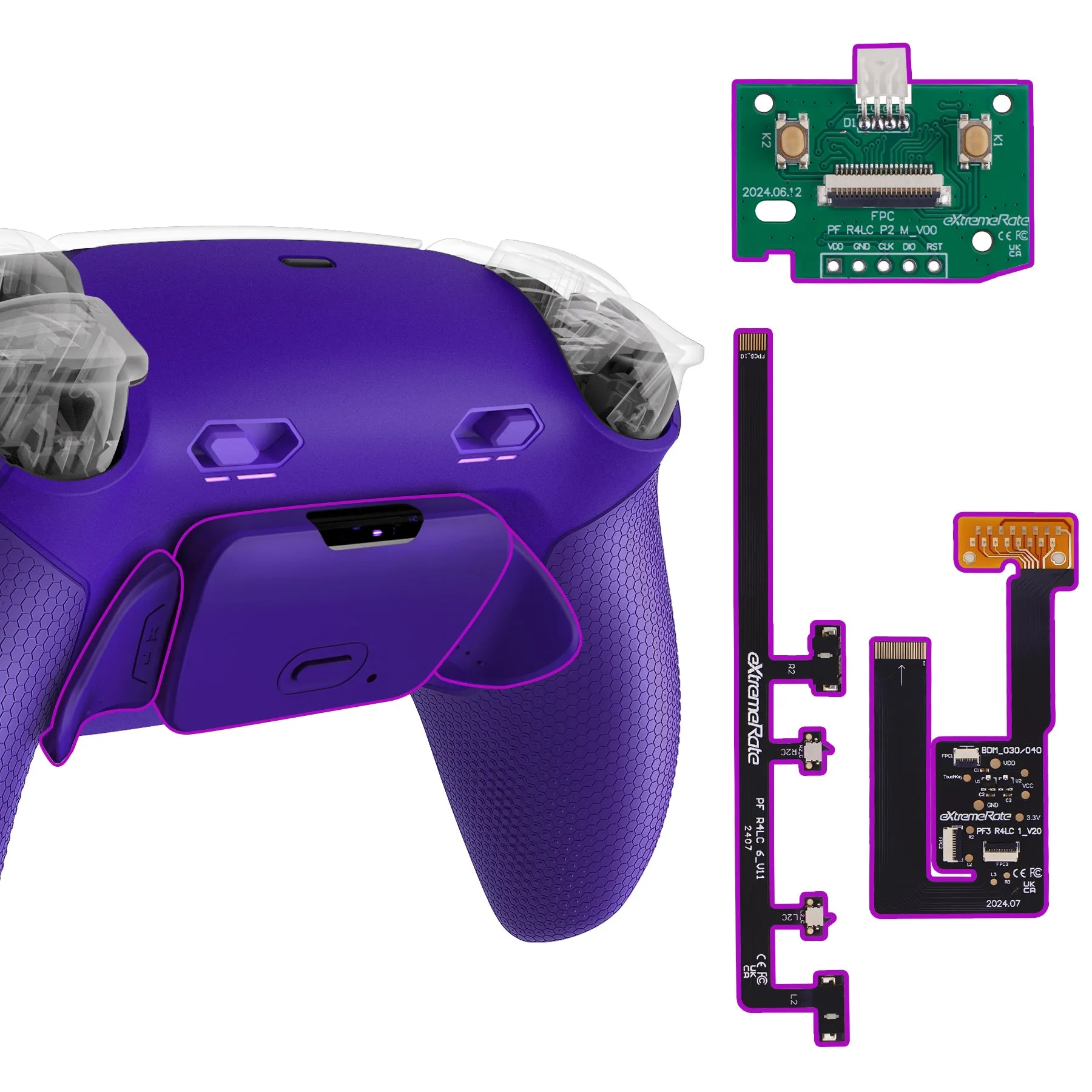 eXtremeRate RISE Plus MAX Back Paddles Kit with Clicky Trigger Stops & Rubberized Grip for PS5 Controller BDM-030/040/050 - Galactic Purple