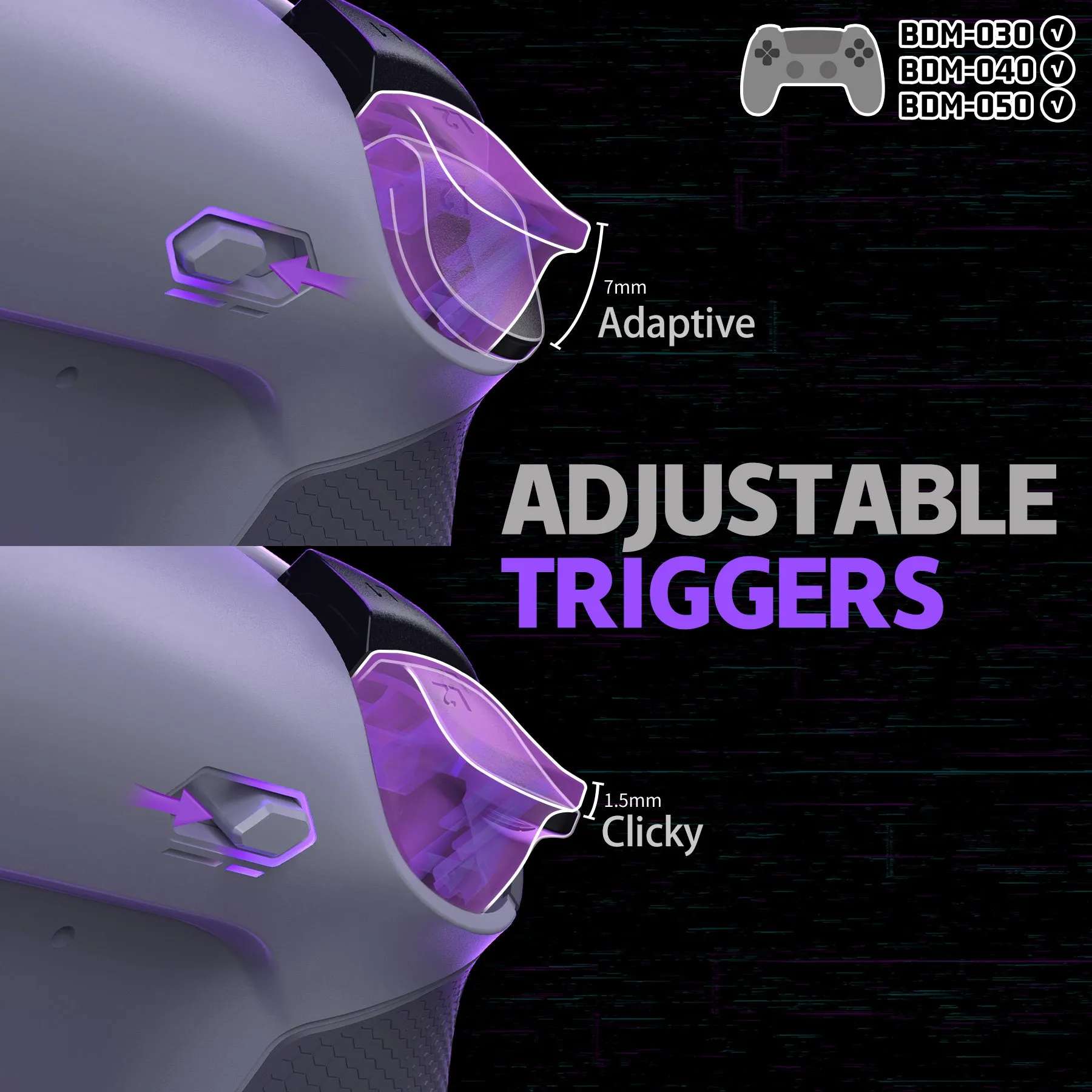 eXtremeRate RISE Plus MAX Back Paddles Kit with Clicky Trigger Stops & Rubberized Grip for PS5 Controller BDM-030/040/050 - New Hope Gray & Classic Gray