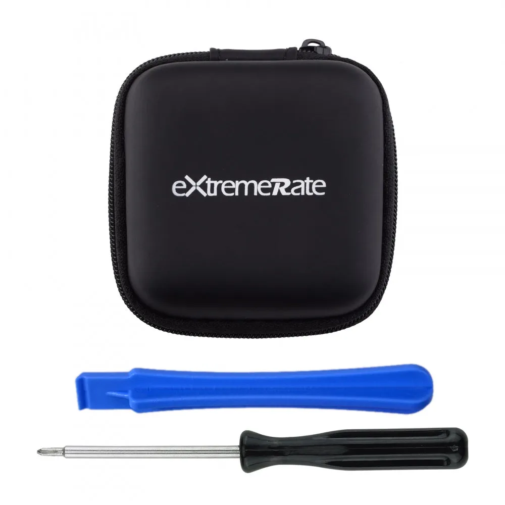 eXtremeRate ThumbsGear Interchangeable Ergonomic Thumbstick for PS4 Slim PS4 Pro Controller with 3 Height Domed and Concave Grips Adjustable Joystick - Chrome Glossy Blue & Black - P4J1111