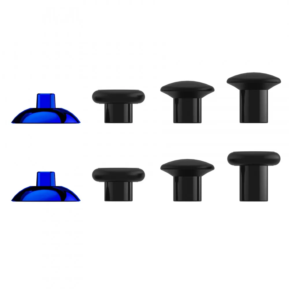 eXtremeRate ThumbsGear Interchangeable Ergonomic Thumbstick for PS4 Slim PS4 Pro Controller with 3 Height Domed and Concave Grips Adjustable Joystick - Chrome Glossy Blue & Black - P4J1111