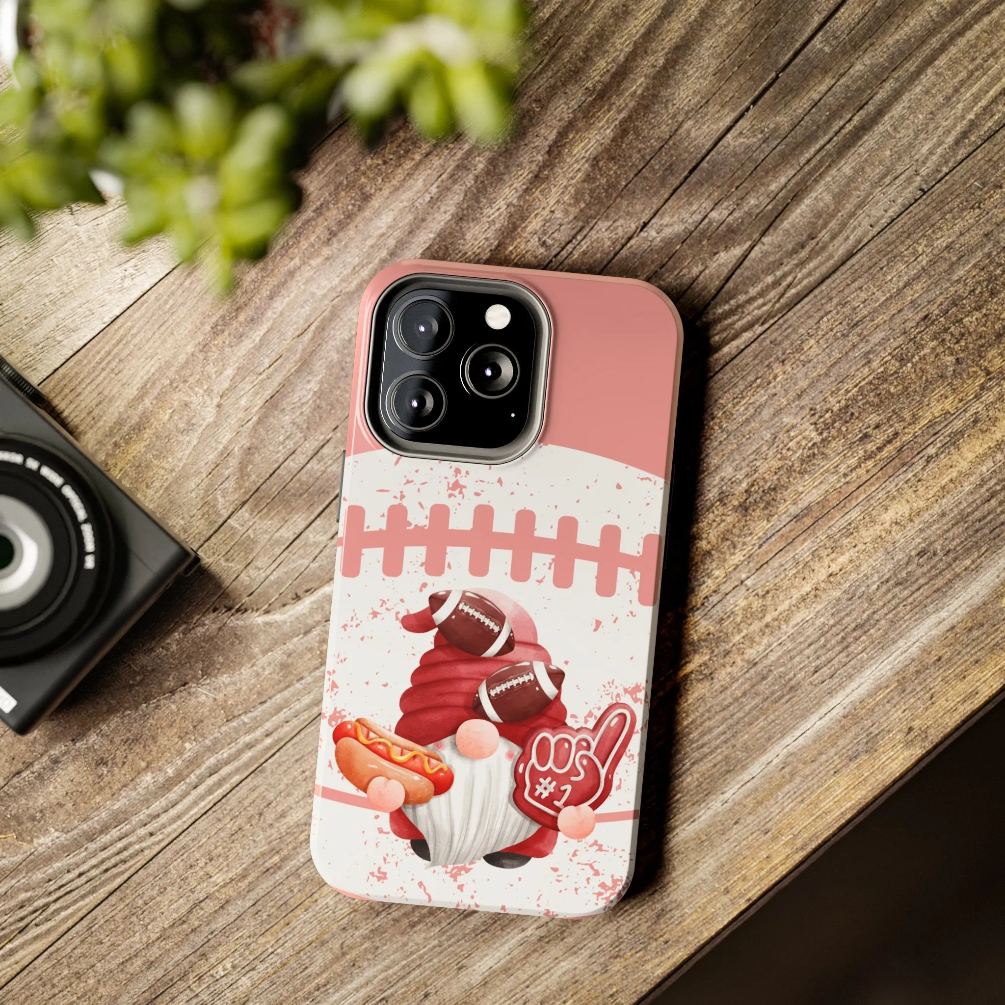 Football Fan Gnome Pink Cell Phone Case - Fun and Sporty Protective Cover