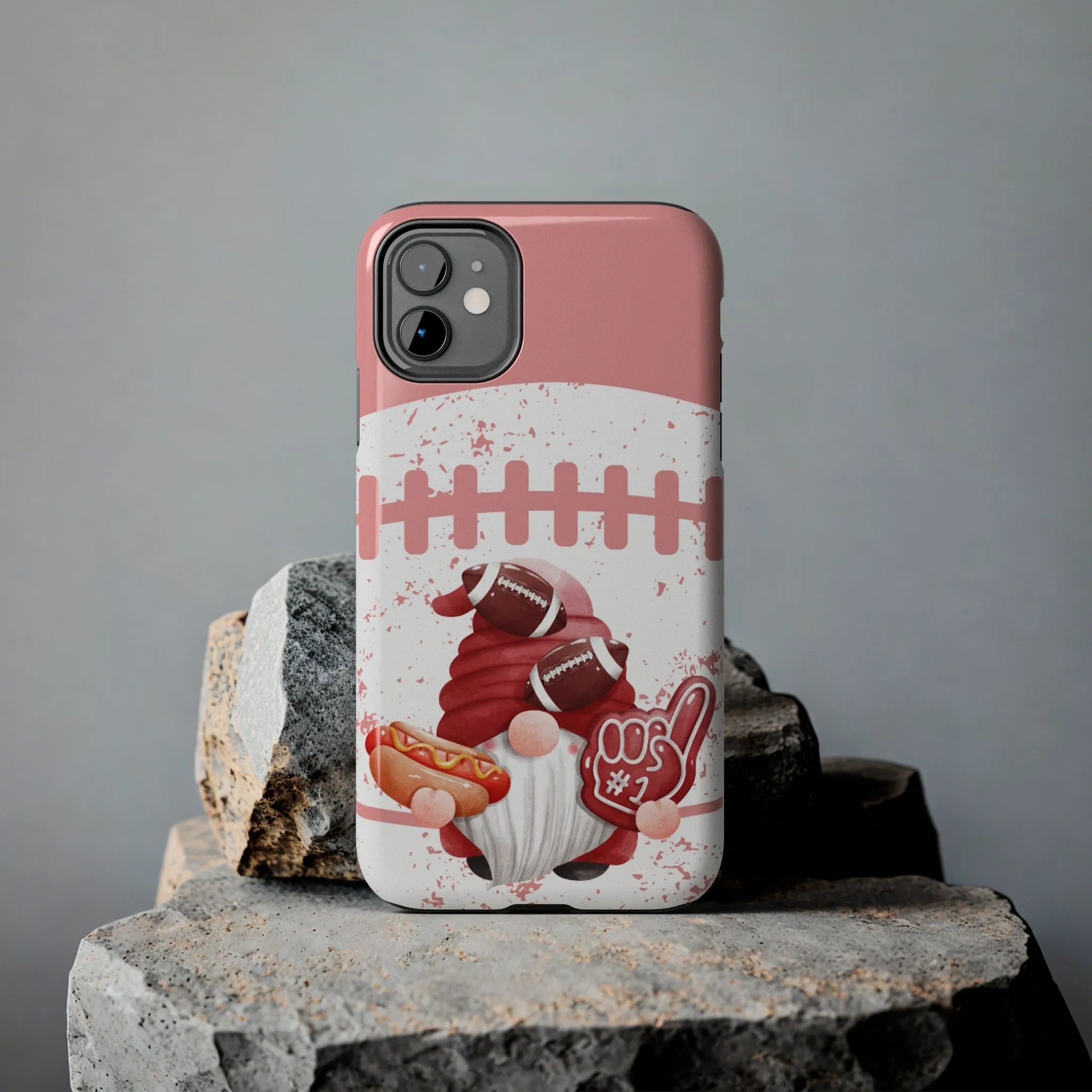 Football Fan Gnome Pink Cell Phone Case - Fun and Sporty Protective Cover