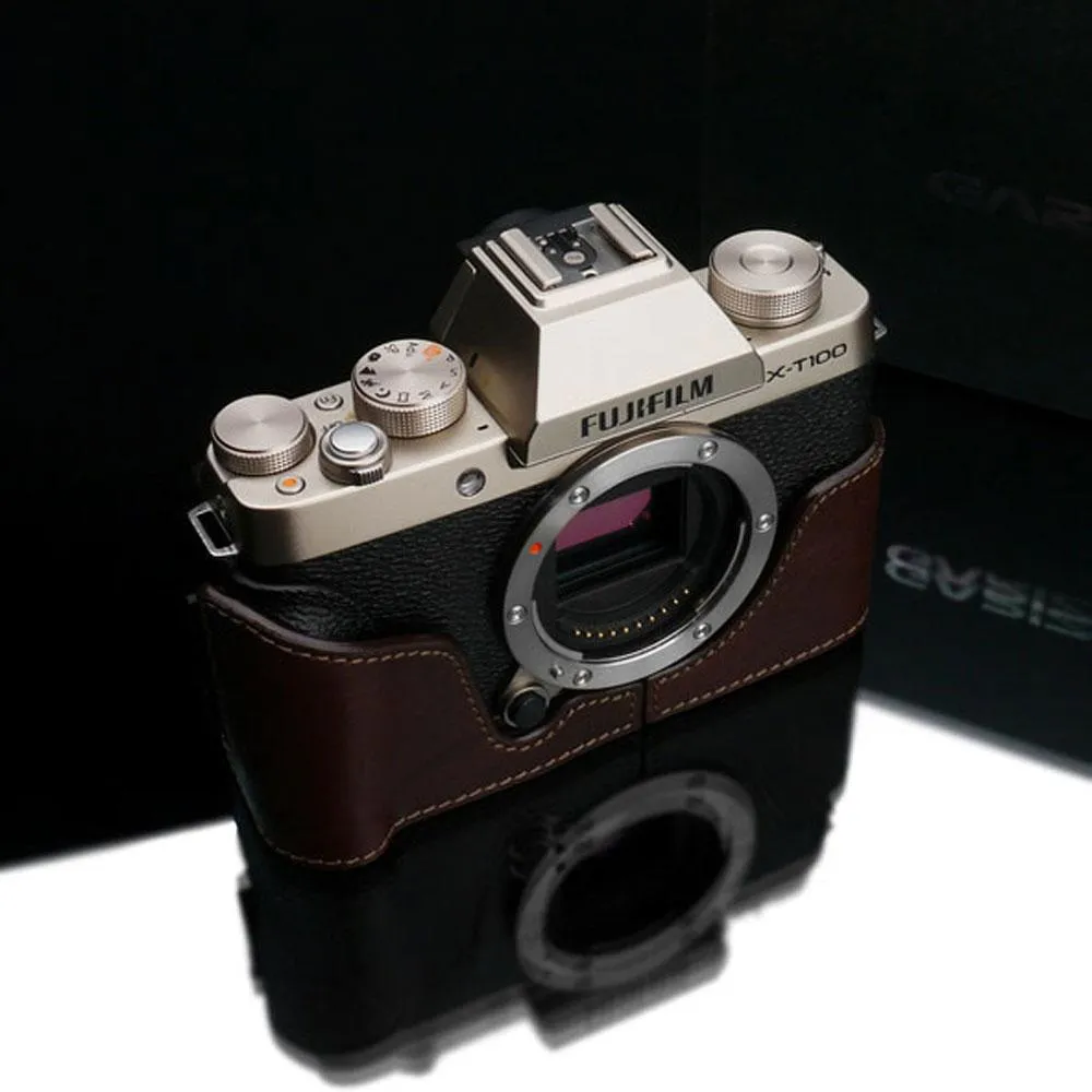 Gariz XS-CHXT100BR Leather Camera Half Case w/ Capfix Brown for Fujifilm X-T100