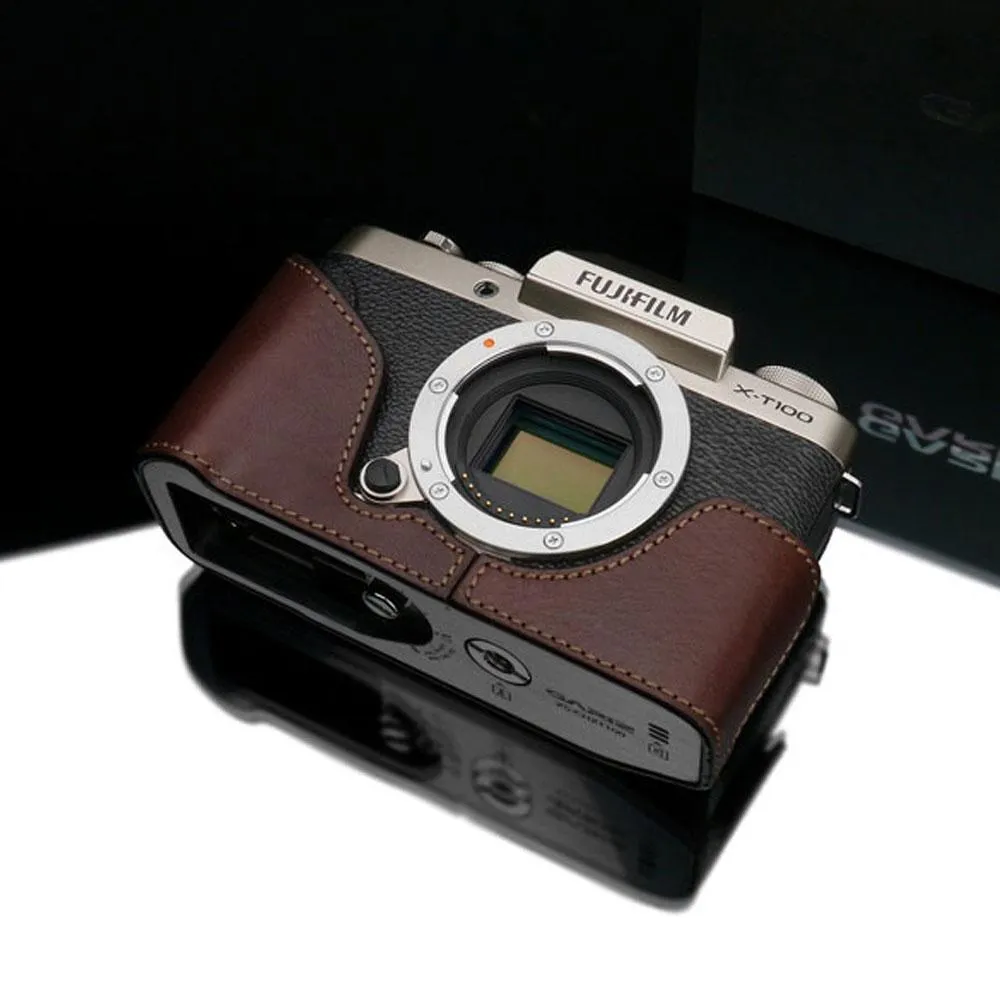 Gariz XS-CHXT100BR Leather Camera Half Case w/ Capfix Brown for Fujifilm X-T100