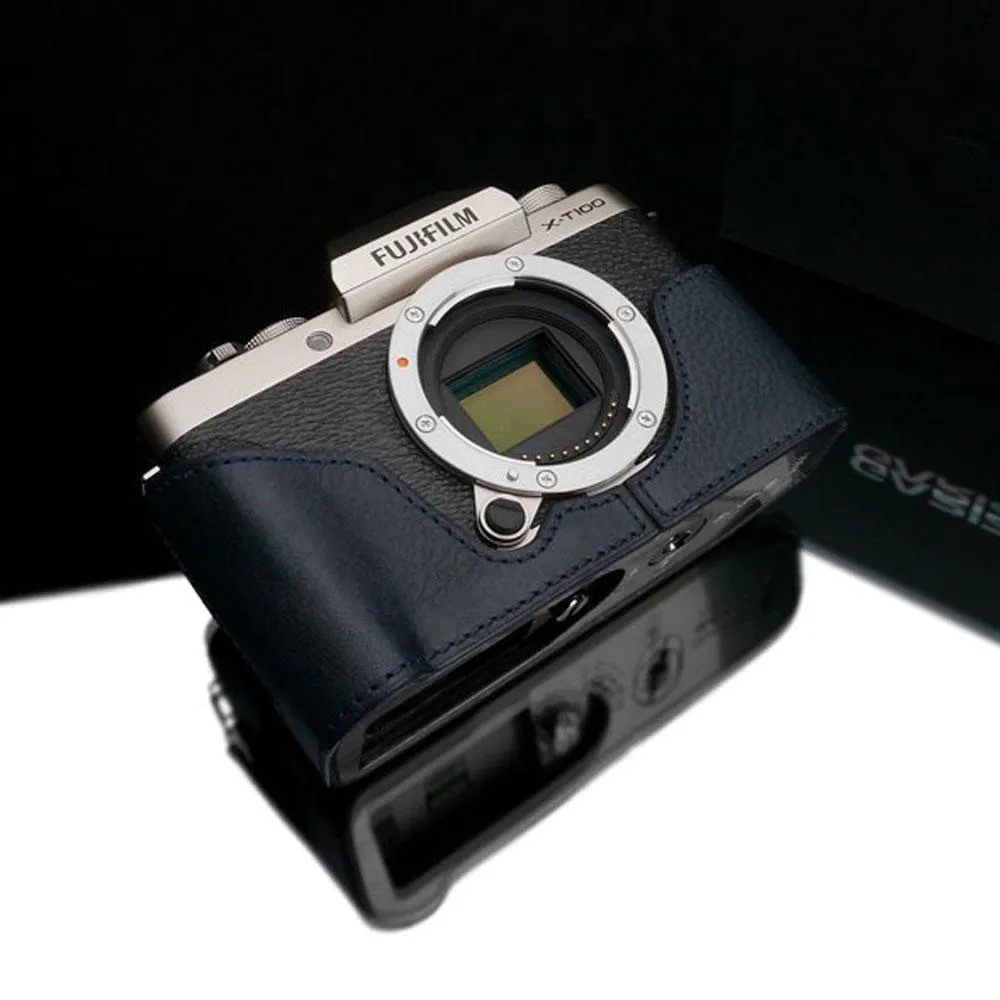 Gariz XS-CHXT100NV Navy Leather Camera Half Case w/ Capfix Navy for Fujifilm X-T100