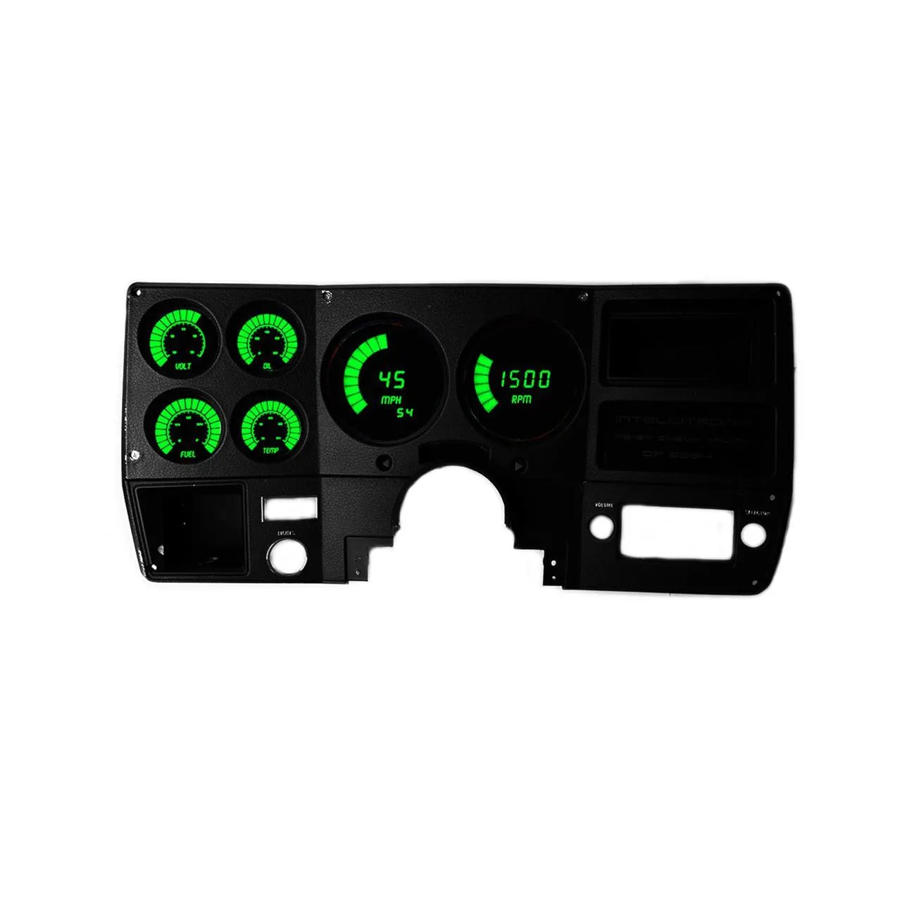 Intellitronix Bargraph Digital Gauge Cluster - Green LED - Black - GM Fullsize Truck 1973-87
